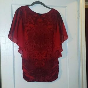 Red Butterfly Paisley Top M